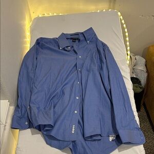 Lands' End Men's Casual Blue Button-Down Shirt